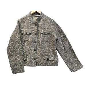 Chicos Womens Tapestry Blazer Jacket Beige Brown Floral Retro Boho Sz 2 Cottage